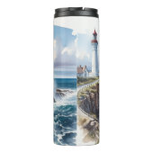 Vuurtoren van Coastal Beach Thermosbeker (Achterkant)