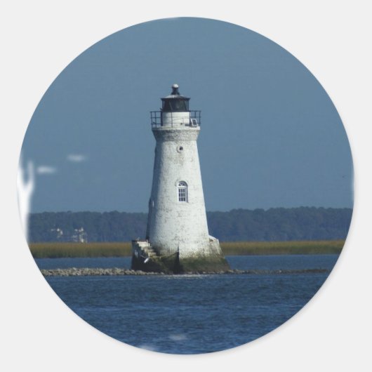 Vuurtoren van Cockspur Island Ronde Sticker (Voorkant)