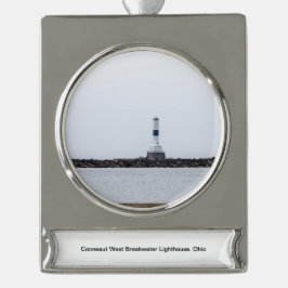 vuurtoren van Conneaut West Breakwater Verzilverd Banner Ornament