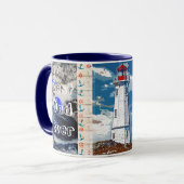 Vuurtoren van de beste pap voor blauwe oceaangolve mok (Voorkant links)