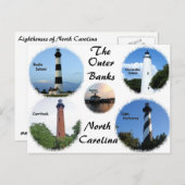 vuurtoren van de buitenbanken briefkaart (Voorkant / Achterkant)