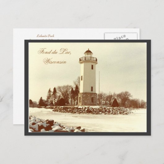 vuurtoren van de Fond du Lac Briefkaart (Voorkant / Achterkant)