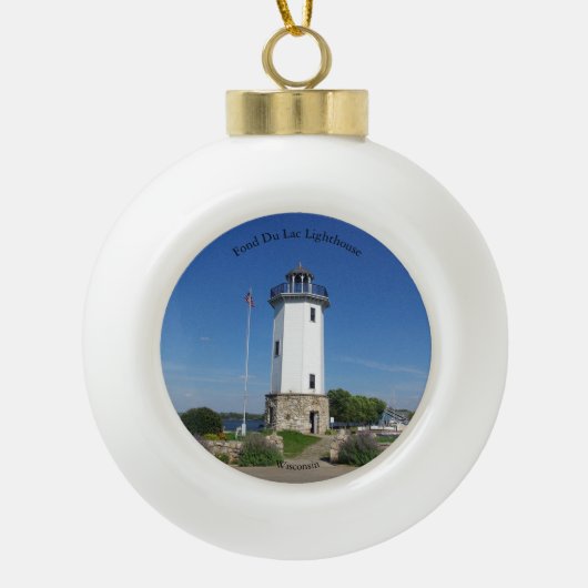 vuurtoren van de Fond Du Lac Keramische Bal Ornament (Voorkant)