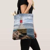 vuurtoren van de haven van Presque Isle Harbor Bre Tote Bag (Dichtbij)