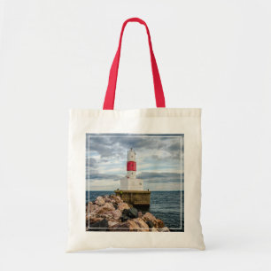 vuurtoren van de haven van Presque Isle Harbor Bre Tote Bag