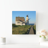 Vuurtoren van de Hout Island, Maine Wall Clock Vierkante Klok (Huis)