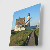 Vuurtoren van de Hout Island, Maine Wall Clock Vierkante Klok (Hoek)