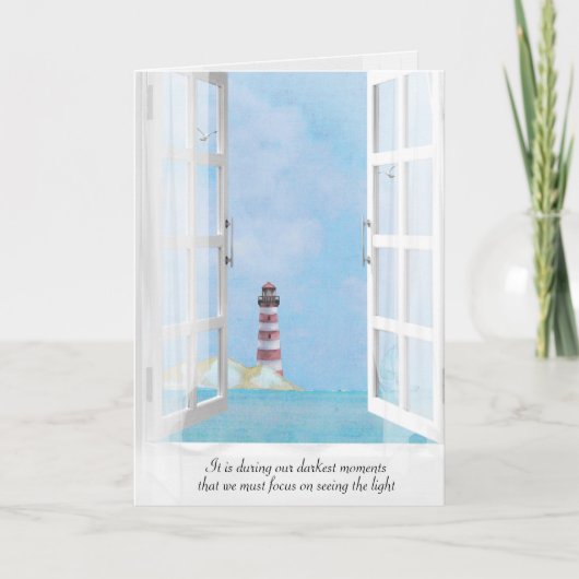 vuurtoren van de oceaan in venstersympathie kaart (Voorkant)