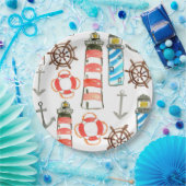 vuurtoren van de Patriottische waterverf Papieren Bordje (Feest)