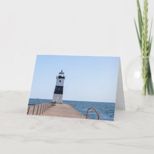 vuurtoren van de presque Isle North Pierhead Feestdagen Kaart