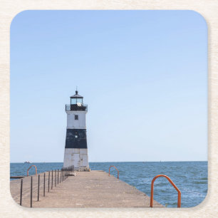 vuurtoren van de presque Isle North Pierhead Kartonnen Onderzetters