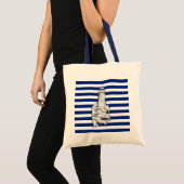 Vuurtoren van de Stijl van het Chroom op Blauwe Na Tote Bag (Voorkant (product))