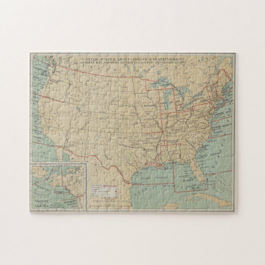 vuurtoren van de Verenigde Staten (1898) Legpuzzel (Horizontaal)