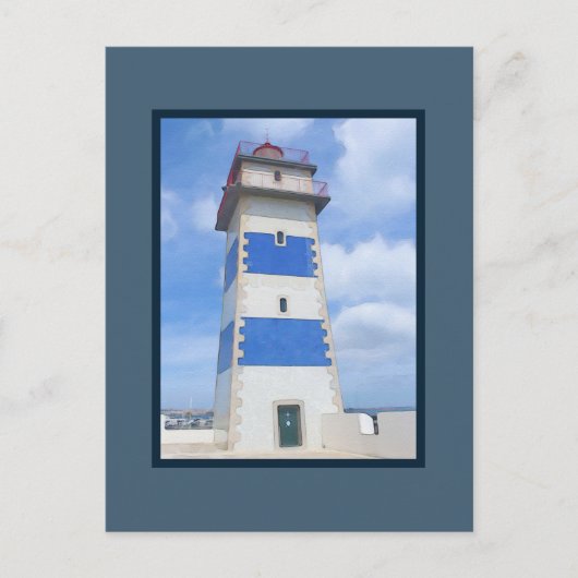 vuurtoren van de waterverf briefkaart (Voorkant)