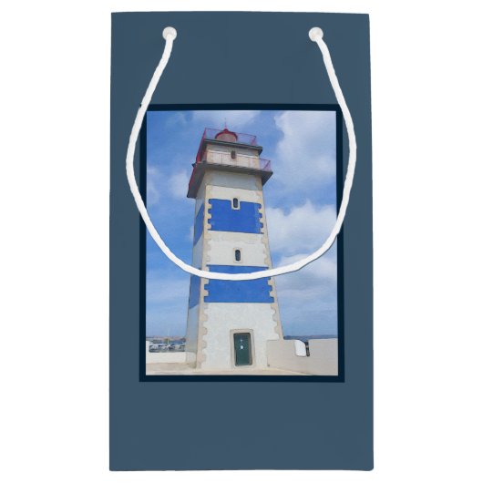 vuurtoren van de waterverf klein cadeauzakje (Achterkant)