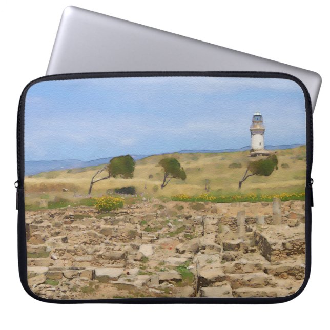 vuurtoren van de waterverf laptop sleeve (Voorkant)
