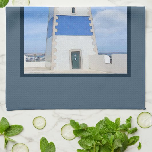 vuurtoren van de waterverf theedoek (Gevouwen)