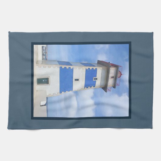 vuurtoren van de waterverf theedoek (Horizontaal)