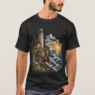Vuurtoren van de Wilde Kust – Vintage Vuurtoren T-shirt
