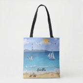 Vuurtoren van de Zeilboot van de strand Tote Bag (Voorkant)