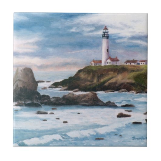 vuurtoren van duif tegeltje (Voorkant)