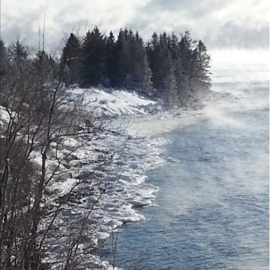 Vuurtoren van Duluth Canal Park Winter Sneeuw en i Bedankkaart