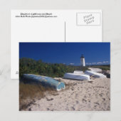 vuurtoren van Edgartown en strand Briefkaart (Voorkant / Achterkant)