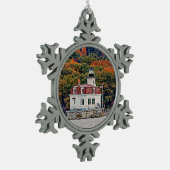 vuurtoren van Esopus Meadows Tin Sneeuwvlok Ornament (Links)