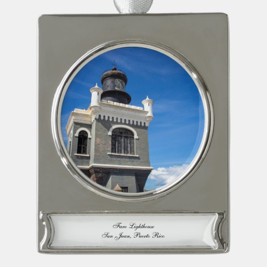 vuurtoren van Faro Verzilverd Banner Ornament (Voorkant)