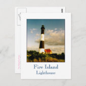 Vuurtoren van Fire Island bij Sunset Briefkaart (Voorkant / Achterkant)