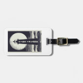 Vuurtoren van Fire Island New York Moon Bagagelabel (Voorkant horizontaal)