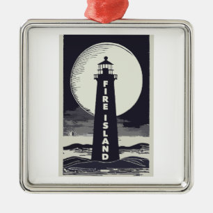 Vuurtoren van Fire Island New York Moon Metalen Ornament