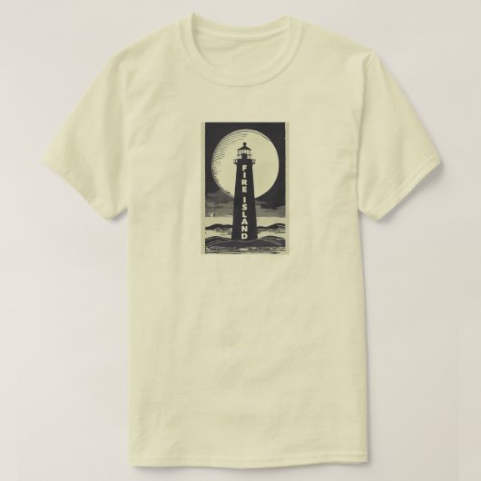 Vuurtoren van Fire Island New York Moon T-shirt (Design voorkant)