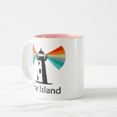 Vuurtoren van Fire Island Rainbow Tweekleurige Koffiemok (Voorkant links)