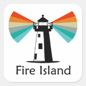 Vuurtoren van Fire Island Rainbow Vierkante Sticker (Voorkant)