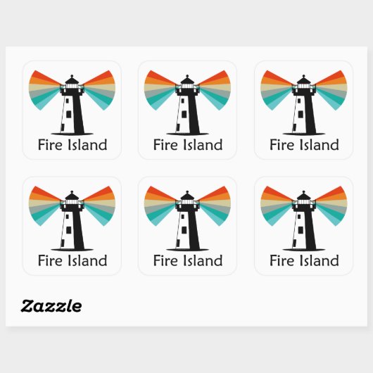 Vuurtoren van Fire Island Rainbow Vierkante Sticker (Vel)