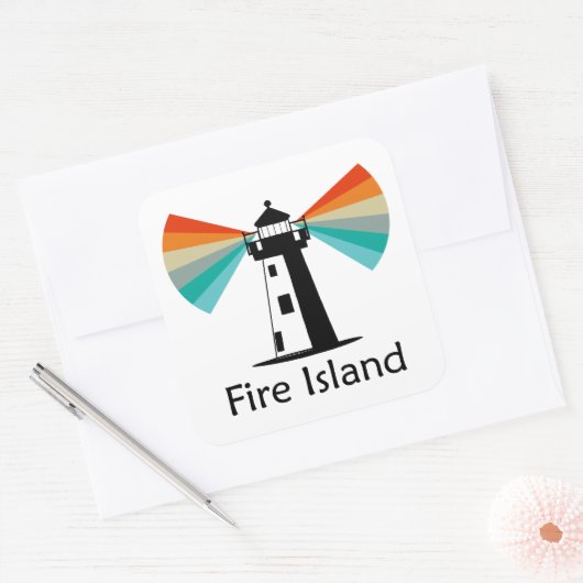 Vuurtoren van Fire Island Rainbow Vierkante Sticker (Envelop)