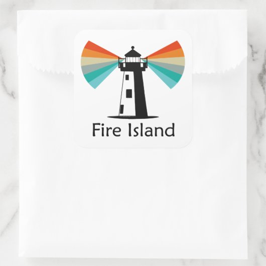 Vuurtoren van Fire Island Rainbow Vierkante Sticker (Tas)