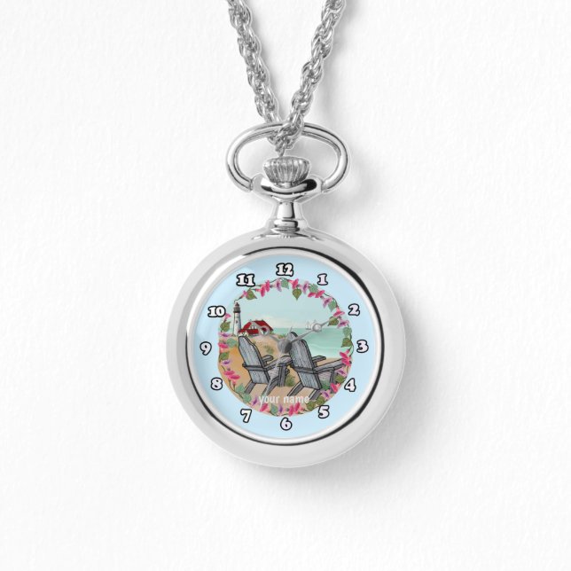 vuurtoren van Floral Noon Horloge (Voorkant)