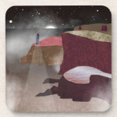 vuurtoren van Foggy Bier Onderzetter (Voorkant)