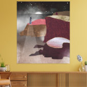 vuurtoren van Foggy Canvas Afdruk (Insitu (Woonkamer))