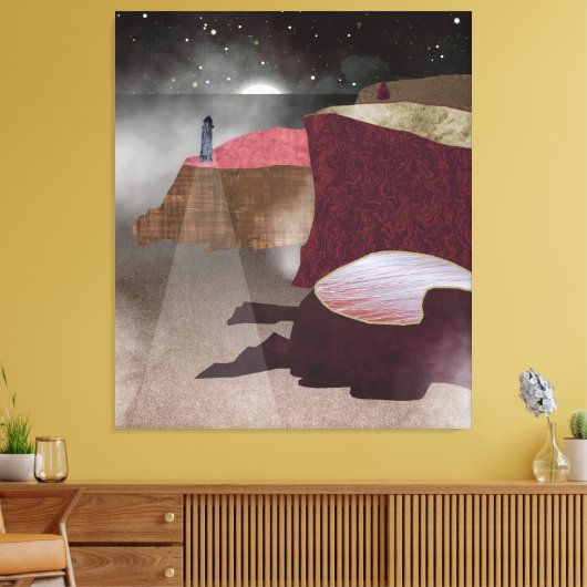 vuurtoren van Foggy Canvas Afdruk (Insitu (Woonkamer))