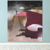 vuurtoren van Foggy Canvas Afdruk (Insitu (Houten vloer))