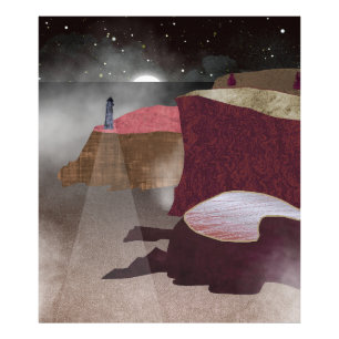 vuurtoren van Foggy Foto Afdruk