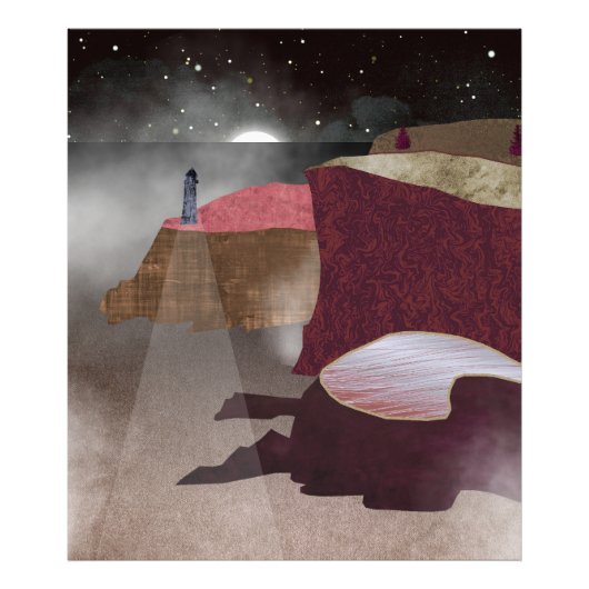 vuurtoren van Foggy Foto Afdruk (Voorkant)