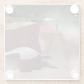 vuurtoren van Foggy Glazen Onderzetter (Achterkant)