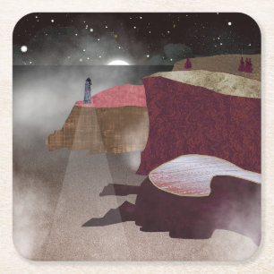 vuurtoren van Foggy Kartonnen Onderzetters