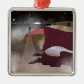 vuurtoren van Foggy Metalen Ornament (Voorkant)