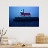 vuurtoren van Foggy South Pier Poster (Keuken)