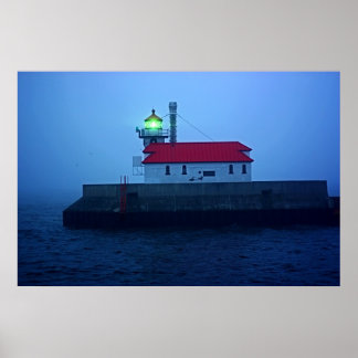 vuurtoren van Foggy South Pier Poster